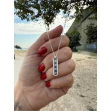 Zirkon Taşlı 925 Ayar Gümüş Bar Kolye