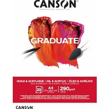 MarkEntegra Graduate, Yağlı ve Akrilik Boya Kağıdı, Hafif Pürüzlü Yüzey, 290 G/m², Kısa Kenarda Yapıştırılmış Blok, Dın A4 21 x 29,7 Cm, Doğal Beyaz, 20 Yaprak