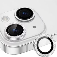 Abatay Case Iphone 13 - 13 Mini Uyumlu Taşlı Elmas Glitter Kamera Lens Koruyucu Cam