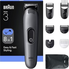 MarkEntegra Braun Hepsi Bir Arada Series 3, 8’i 1 Arada Tıraş Kiti, Keskin Bıçak, 14 Uzunluk, AIO3540