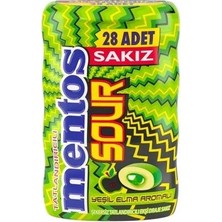 Mentos Sour Yeşil Elma Aromalı Draje Sakız 56 gr *1'li