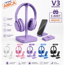 Toptancı Amca 3D Baskı Kulaklık Standı + Katlanabilir Telefon Tutucu Hediyeli | Masaüstü Kulaklık Askılığı | Beyaz, Siyah, Mavi, Mor, Pembe