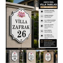 Zafrak Reklam Illa -Mülk - Apartman - Daire -Kapı -Duvar Isimliği - Apartman Tabelası 30X40CM Gül Desen Beyaz