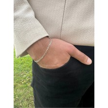 Erkek Kadın 925 Ayar 2 mm Figaro Zincir Model Gümüş Bileklik Künye