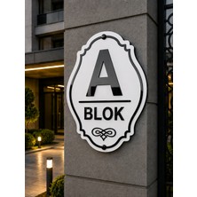 Zafrak Reklam Apartman,site,inşaat,villa, Özelleştirilebilir Beyaz Mat Zemin Parlak Siyah Pleksi Blok Tabelası 40X30CM