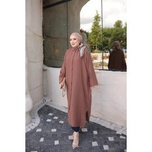 İmaj Butik Taba Yarasa Kol Müslin Uzun Tunik