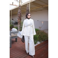 İmaj Butik Krem Gömlek Pantolonlu Modal Takım