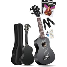 MarkEntegra Nova UKS-21BK Gül Ağacı Siyah Soprano Ukulele Seti (Siyah)