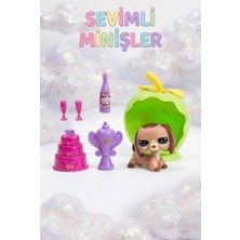 Farbu Oyuncak Sevimli Minişler Işıklı Yeşil Elma Yuvalı Pet Shop Oyun Seti Kaleme Takılabilir Sevimli Köpek Figürlü ve Aksesuarlı Çocuk Oyuncak Seti