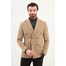 Mcr Düz Slim Fit Geniş Yaka Kruvaze Metal Düğmeli Erkek Ceket 41479