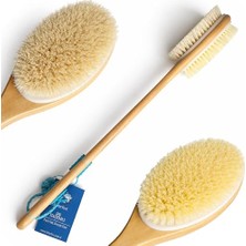 MarkEntegra Bluefox Sırt ve Vücut Temizleme Fırçası - 2 Taraflı Sert & Yumuşak Lifli, Bambu Uzun Saplı (43CM), Ölü Deri ve Gözenek Temizleyici, Pürüzsüz ve Canlı Cilt Için Ideal
