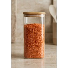 MİEN 1700ML Bambu Kapaklı Borosilikat Cam Kavanoz