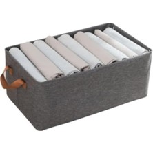 MarkEntegra Mallart® Dolap Içi Kumaş Kıyafet Düzenleyici Kutu 47X28X19.5 cm - Katlanabilir Gardırop Raf Içi Düz Giysi Düzenleme Kutusu, Çok Amaçlı Eşya Saklama Sepeti