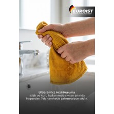 Euroist Mikrofiber Cam Bezi 40X60 cm Hardal | Iz Bırakmaz, Tüylenmez, Çok Amaçlı Sihirli Temizlik Bezi (3 Adet)