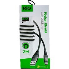 Rio Usb-A To Type-C Şarj Kablosu Güçlü ve Dayanaklı Kablosu 2 Metre Uzunlığunda
