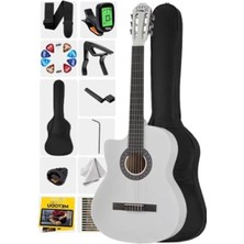 Hakay Sap Ayarlı Beyaz Klasik Gitar 4/4 Yetişkin Boy Full Set