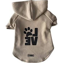 Hakay Bej Renkli Kapüşonlu Sweatshirt, Köpek ve Kedi Kıyafeti, S Beden