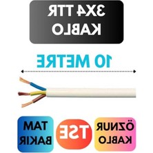 Hakay Beyaz Renkli 10 Metre Uzunluğunda 3x4 Ttr Elektrik Kablo