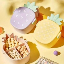 Dörtel Tedarik Ananas Görünümlü Çocuk Beslenme Çantası 3 Bölmeli Taşınabilir Yemek Kabı Mor