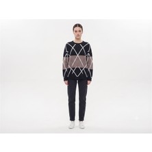 Neden Tekstil Kadın Oversize Triko Kazak - Modern Geometrik Desen
