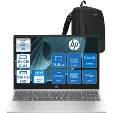 Hp Laptop Aı 15-FD2022NT Intel Core Ultra 7 255U Aı 64GB Ddr5 256GB SSD Intel® Grafik Fhd (1920 x 1080) Yansıma Önleyici Freedos Bilgisayar ZD7UA2EAF21+ZETTAÇANTA