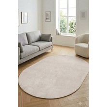 Colore Home Bej Oval Peluş Halı Oval Bej Post Halı