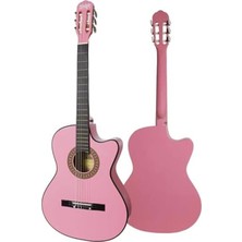 Hakay Pembe Renkli 4/4 Boy Klasik Gitar Seti, Solak Kullanım Için
