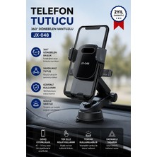 Yenilig Telefon Tutucu Araç Içi Vantuzlu 360° Dönebilen Oto Telefon Standı JX048 Siyah – Dashboard Cam Uyumlu Universal Cep Telefonu Tutucu