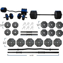 Hakay 150 cm Düz Bar ve 120 cm Z Bar Dambıl Ağırlık Seti Mavi
