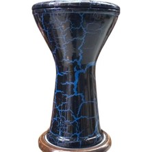 Hakay Darbuka Çömlek Alüminyum, Mavi Siyah Çatlak Desenli Tasarım