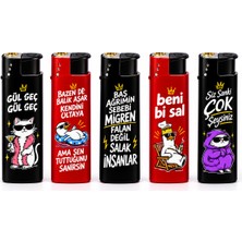 Onr Store Komik Yazılı Gaz Dolumlu Elektronik Çakmak – Karışık Desenli Hediyelik Model