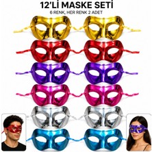 Mudanis 1239LI Metalik Venedik Parti Maskesi Seti – 6 Renk Karışık