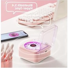 Hakay Nostaljik Mini Plak Görünümlü Bluetooth Hoparlör, Pembe