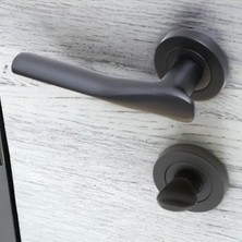 Hakay Siyah Alüminyum Wc Banyo Kapı Kolu, Daire Rozetli Sürgülü Kapı Kulpu