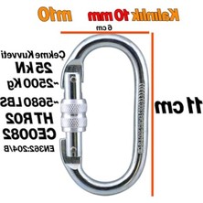 Hakay 10 mm Kilitli Oval Karabina, Paslanmaz Çelik, Tırmanma Için Uygun