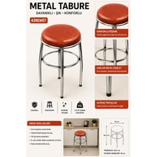 Akk Ticaret 1 Adet Kiremit Desenli Renkli Kumaş Kalın Iskelet Demir Tabure Mutfak Taburesi