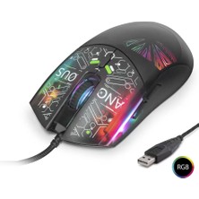 Aydogan's Ayd Gaming Mouse 7200 Dpi Rgb Soyut Art Desenli - Siyah G306C