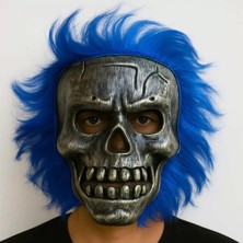Aydogan's Ayd Wild Skull - Gümüş Kafatası Mavi Saçlı Iskelet Maske