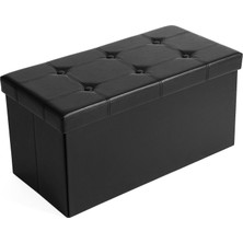 Songmics Songmıcs Tabure, 80 Litre Saklama Kutusu, Sentetik Deri Kılıf, Siyah, LSF105