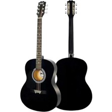 Hakay 40 Inç Akustik Gitar Seti, Yetişkinler Için Siyah Renk Seçeneği