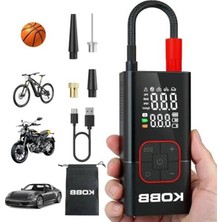 Hakay Kobb KB412 Şarjlı Dijital Lastik Şişirme Pompası, 150 Psı, Powerbank, LED Lamba, Li-Ion, 1800MAH, 13X6.5X5 cm