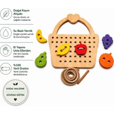 Montessori Gemisi Montessori Meyve Sepeti İp Geçirme | Ahşap İp geçirme Oyuncağı | İnce Motor Gelişim Materyali | El ve Parmak Kası gelişim Materyali | Ahşap Oyuncak | Okul Öncesi Eğitim Materyali