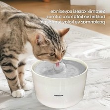 Hakay Seramik Tasarımlı Otomatik Kedi Su Sebili, 2lt Kapasite, Ultra Sessiz