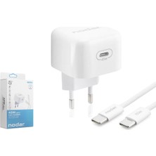 Aydogan's Ayd Type-C Hızlı Şarj Seti 45W Type-C Adaptörlü 1 M Örgülü Kablolu Beyaz ND1014