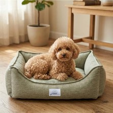 Hakay Çıkarılabilir Iç Minderli Kedi ve Köpek Yatağı, Kaydırmaz Taban, Açık Yeşil, Medium