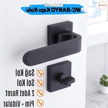 Hakay Banyo Kapı Kolu, Kare Rozetli, Kilitlenebilir 1 Takım