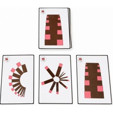 Montessori Gemisi Pembe Kule ve Kahverengi Merdiven İkili Kombinasyon Yönerge Kartları | Montessori Kart Materyali | PVC Eğitim Kartları