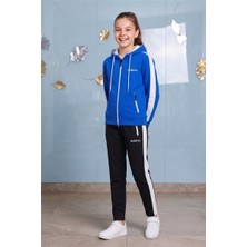 Pina Kids Kız Çocuk Potential Kalın Şeritli Kapüşonlu Düz Paça  Dalgıç Kumaş Eşofman Takımı ESF7016