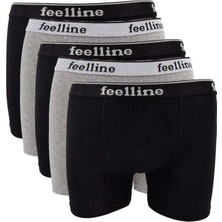 Feelline 5 Adet Feelline Siyah ve Gri Pamuklu Doğal Likralı Erkek Boxer