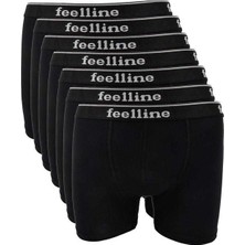 Feelline 7 Adet Feelline Siyah Pamuklu Doğal Likralı Erkek Boxer